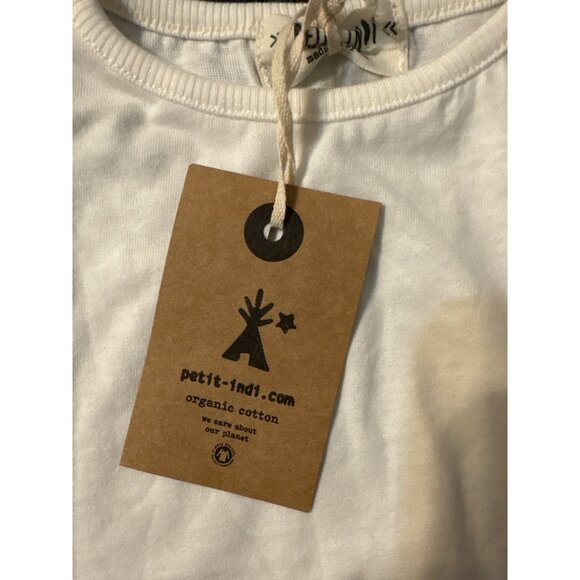 Petit Indi Organic Cotton Baby Long Sleeve Top Shoulder Straps 12 Months NWT - Picture 3 of 4